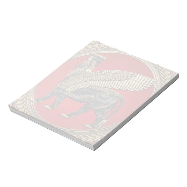 [100] Assyrian Winged Bull: Gold and Black Lamassu Notepad (Rotated)