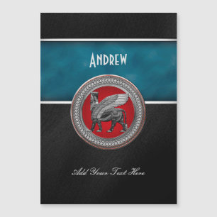 [100] Assyrian Winged Bull: Silver & Black Lamassu