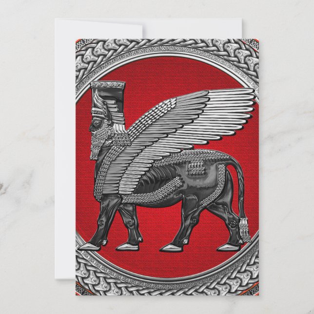 [100] Assyrian Winged Bull: Silver & Black Lamassu (Front)