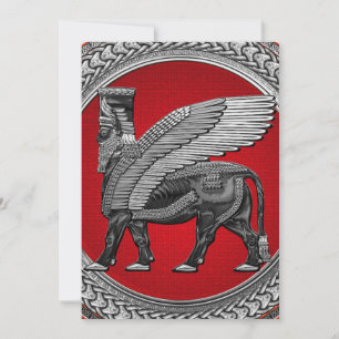 [100] Assyrian Winged Bull: Silver & Black Lamassu