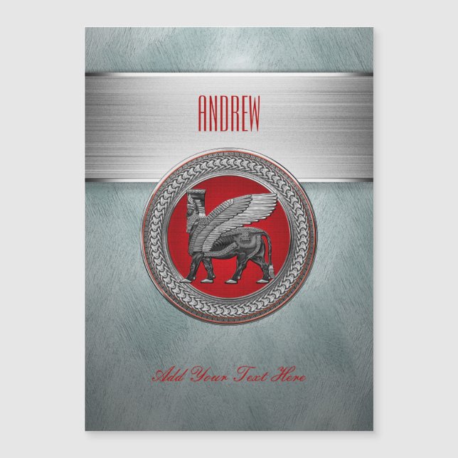 [100] Assyrian Winged Bull: Silver & Black Lamassu (Front)