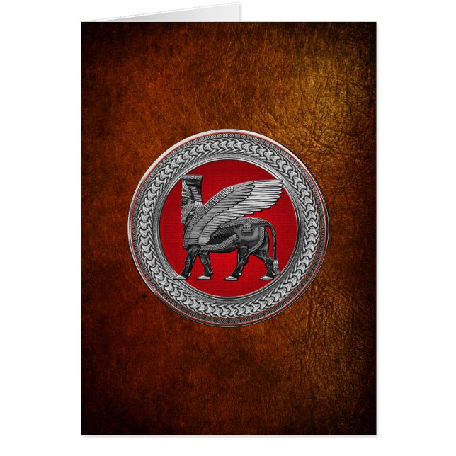[100] Assyrian Winged Bull: Silver & Black Lamassu (Front)