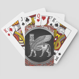 [100] Assyrian Winged Bull - Silver Lamassu Playing Cards
