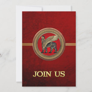 [100] Assyrian Winged Lion: Gold & Black Lamassu