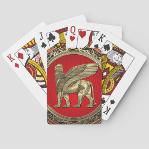 [100] Assyrian Winged Lion - Gold Lamassu Playing Cards