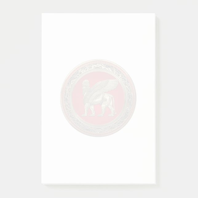 [100] Assyrian Winged Lion - Gold Lamassu Post-it Notes (Front)