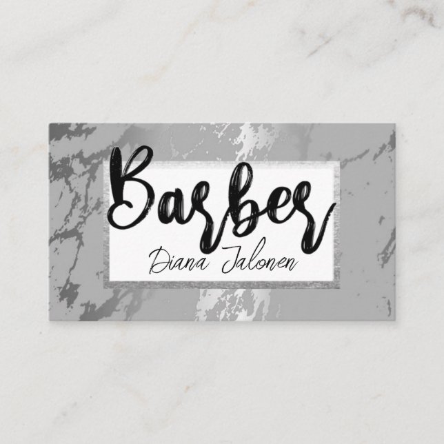 100 Barber Appointment Reminder Grey Marble Business Card (Front)
