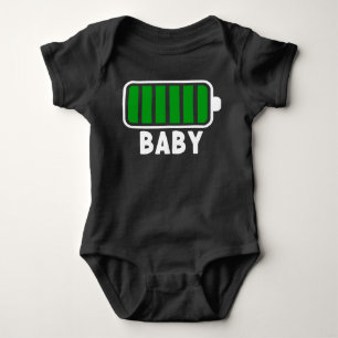 100% Battery Fully Charged Black  Baby Bodysuit