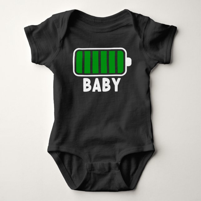 100% Battery Fully Charged – Family Matching Outfi Baby Bodysuit (Front)