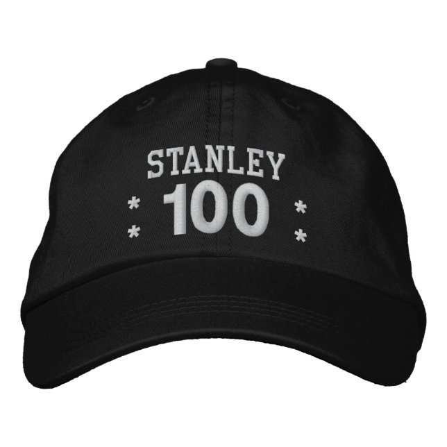 100 Birthday Custom Name WHITE Embroidery V01F2 Embroidered Hat (Front)