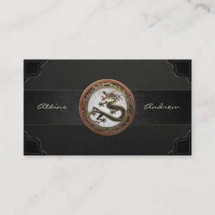 [100] Black and Gold Sacred Eastern Dragon Business Card