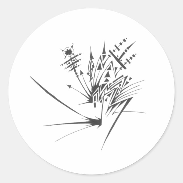 100 Black White Abstract Tribal Tattoo Art Classic Round Sticker (Front)