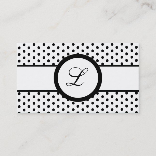 100 Black White Polkadot Pokadot Business Card (Front)