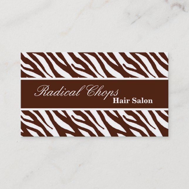 100 Borwn White Zebra Print Pattern Business Card (Front)