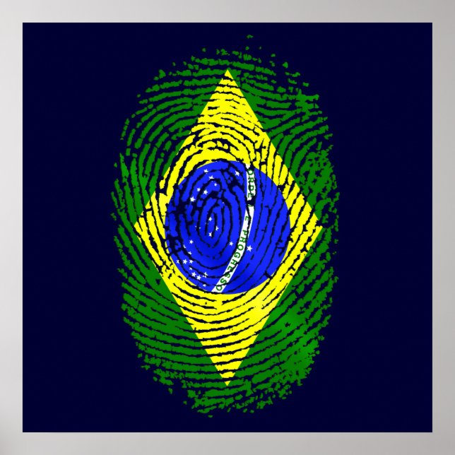 100% Brazilian DNA fingerprint Brasil pride gifts Poster (Front)