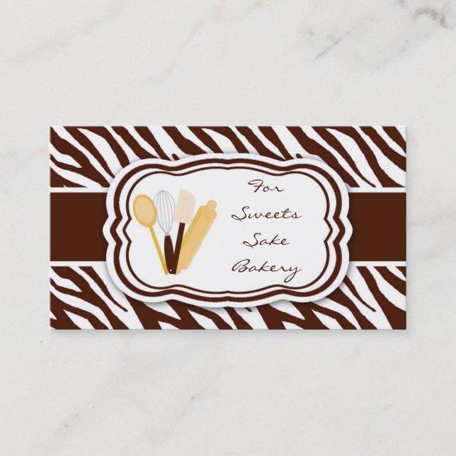 100 Brown Zebra Bakery Chef Business Card (Front)