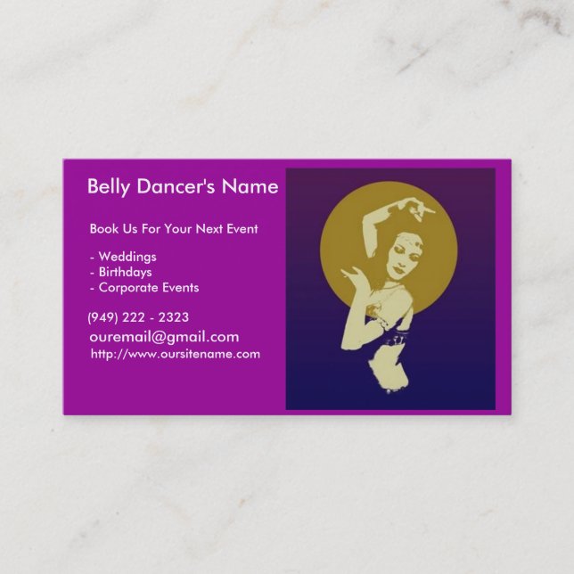 100 Business Cards for Belly Dancers (Front)