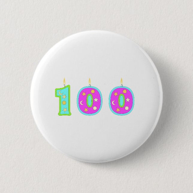 100 (Candles) 6 Cm Round Badge (Front)