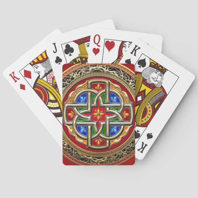 [100] Celtic Cross [Gold+Enamel] Playing Cards (Back)
