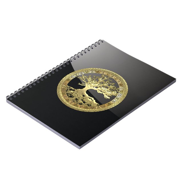[100] Celtic Tree of Life [Gold] Spiral Notebook (Left Side)