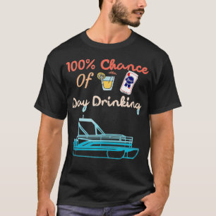 100 Chance Of Day Drinking Funny Retro Summer Boat T-Shirt