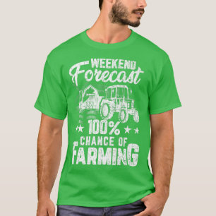 100 Chance Of Farming Funny Farmer Tractor Farm Gr T-Shirt