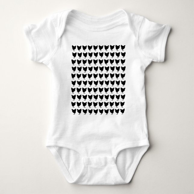 100 Chickens - Black Baby Bodysuit (Front)