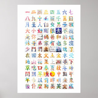 100 Chinese Character Paintings Poster