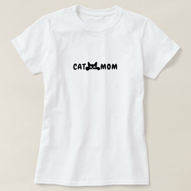 100% cotton Cat Mum t-shirt, Black Cat Graphic T-Shirt (Design Front)