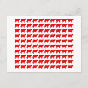 100 Cows - Red Postcard