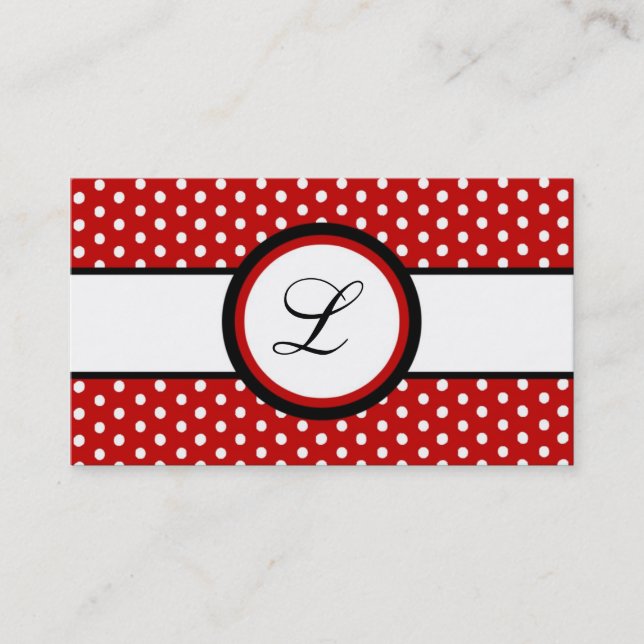 100 Crimson Red Polkadot Pokadot Business Card (Front)
