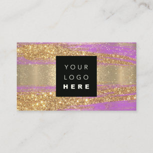 100 Custom Logo QRCODE Gold Glitter Strokes Pink Business Card