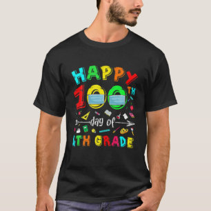 100 Day Of School 4Th Grade Face Mask Student Teac T-Shirt
