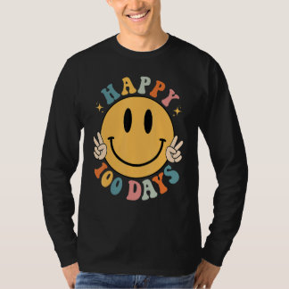 100 Day Of School Groovy Smile Happy Face Teacher T-Shirt