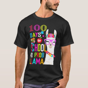 100 Day Of School Long Sleeve  100th No Probllama  T-Shirt
