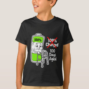 100 Days Aged Funny Battery School T-Shirt