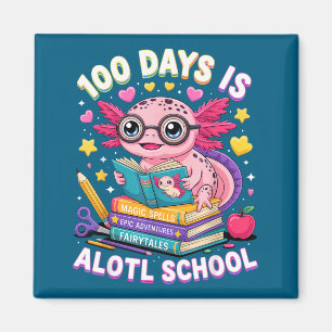 100 Days Alotl School Cute Artwork Magnet