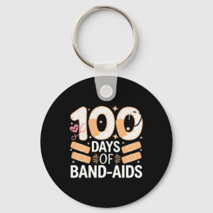100 Days Band Aids 100th School Nurse Kids Boys Te Key Ring