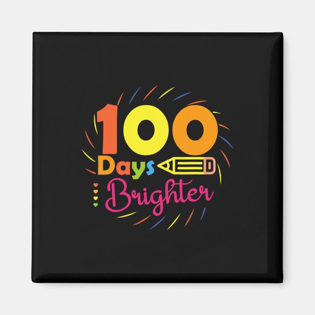 100 days brighter - 100 days of school teacher stu magnet (Front)