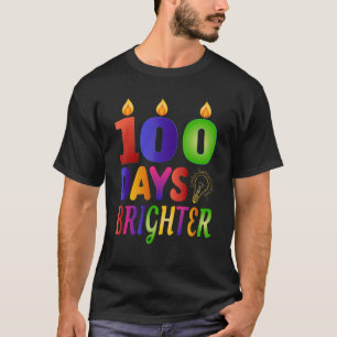 100 Days Brighter  100th Day  for Teacher Kids T-Shirt