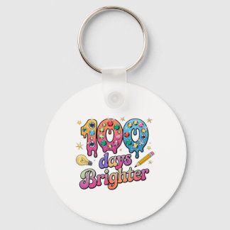 100 Days Brighter 100th Day Of School Funny Jewels Key Ring