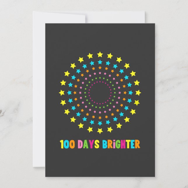 100 Days Brighter 100th Day Of School  Invitation (Front)