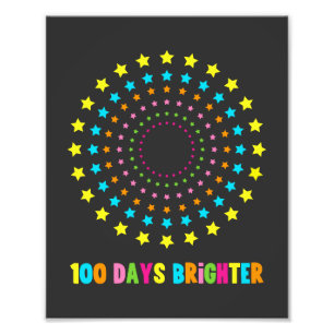 100 Days Brighter 100th Day Of School  Photo Print