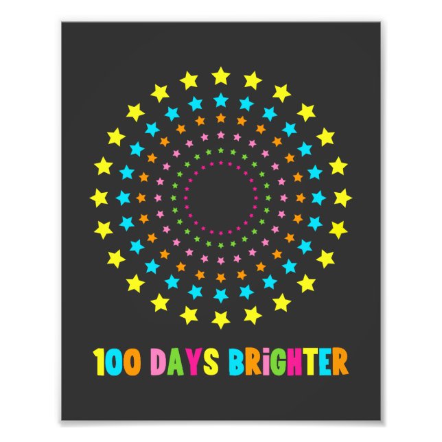 100 Days Brighter 100th Day Of School  Photo Print (Front)