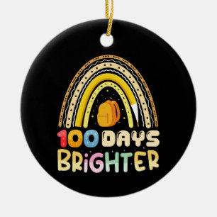 100 Days Brighter 100th Day Of School Teacher Ceramic Tree Decoration