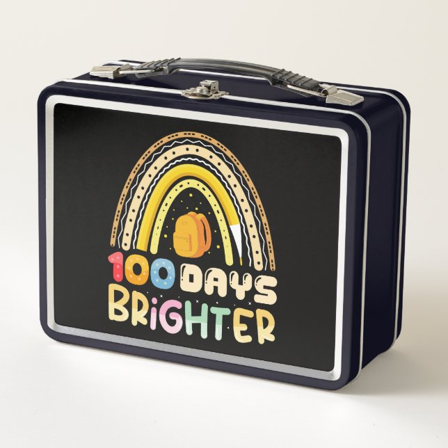 100 Days Brighter 100th Day Of School Teacher Metal Lunch Box (Front)