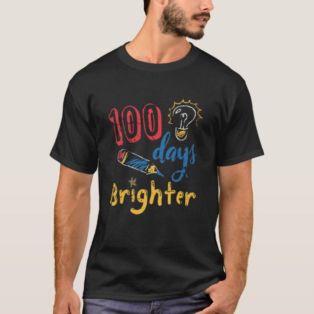 100 Days Brighter Cute School Student Teacher Clas T-Shirt (Front)