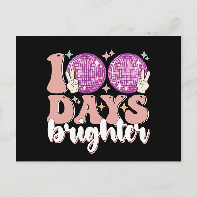 100 Days Brighter Disco Ball 100th Day Of School Postcard (Front)
