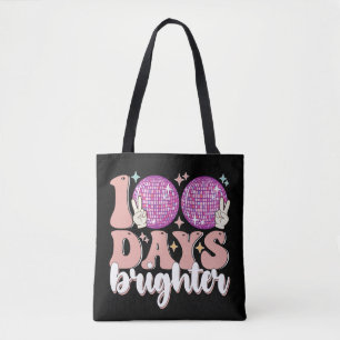 100 Days Brighter Disco Ball 100th Day Of School Tote Bag