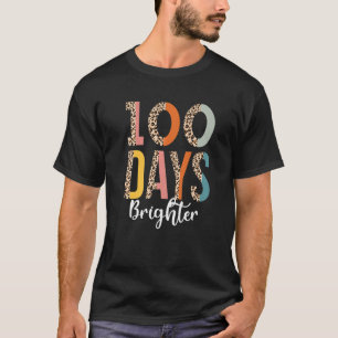100 Days Brighter for Teachers Kids Leopard T-Shirt
